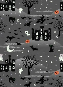 Castle Spooky Fabric | Castle Spooky Grey