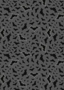 Castle Spooky Fabric | Bats Grey