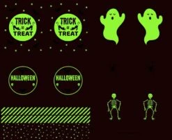 Haunted House Fabric | Glow In The Dark Treat Bag Panel Black