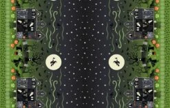 Haunted House Fabric | Glow In The Dark Double Edge Border Green