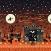 Haunted House Fabric | Glow In The Dark Double Edge Border Orange -Arts and Crafts A599 2 1