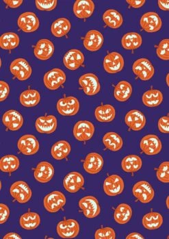 Haunted House Fabric | Glow In The Dark Pumpkin Purple
