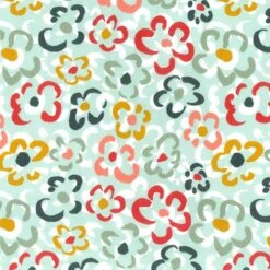 21W Babycord Fabric | Abstract Flowers Mint