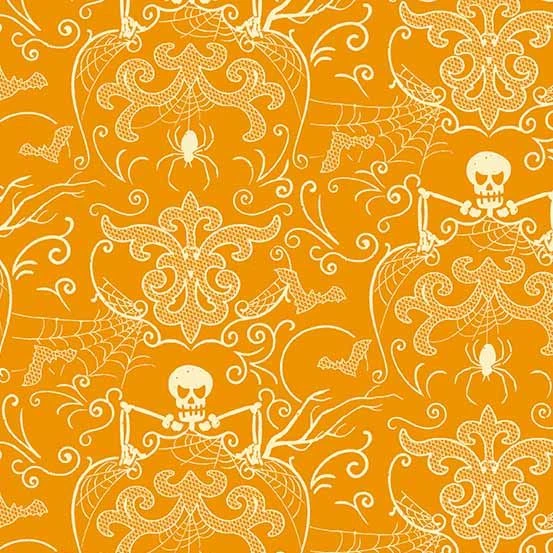 Midnight Haunt Halloween Fabric | Spooky Damask Pumpkin 3 Midnight Haunt Halloween Fabric | Spooky Damask Pumpkin