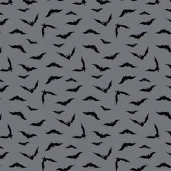 Midnight Haunt Halloween Fabric | Night Flight Pewter