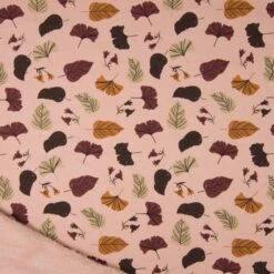 Luxury Sweatshirt Fabric | Winter Leaves Pink