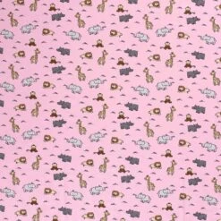 Cotton Rich Jersey Fabric | Charming Animals Pink -Arts and Crafts E108444 03 2
