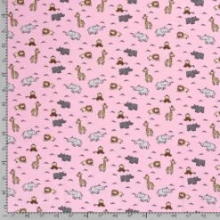Cotton Rich Jersey Fabric | Charming Animals Pink -Arts and Crafts E108444 03 4