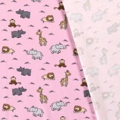 Cotton Rich Jersey Fabric | Charming Animals Pink -Arts and Crafts E108444 03 5