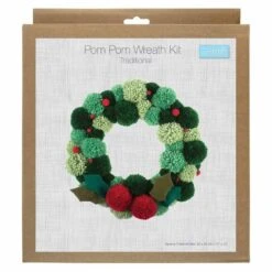 Pom Pom Wreath Kit | Festive Greens -Arts and Crafts E109011 2
