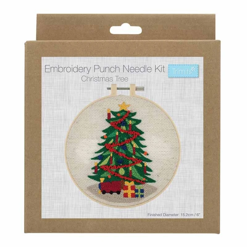 Embroidery Punch Needle Kit With Hoop | Christmas Tree 3 Embroidery Punch Needle Kit With Hoop | Christmas Tree