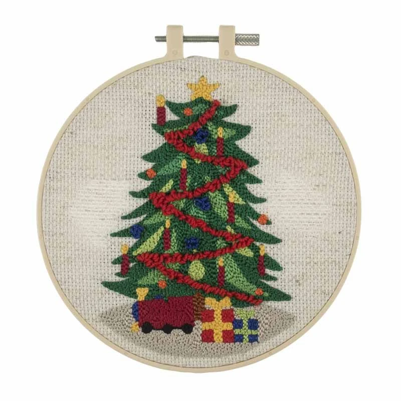 Embroidery Punch Needle Kit With Hoop | Christmas Tree 4 Embroidery Punch Needle Kit With Hoop | Christmas Tree - Image 2