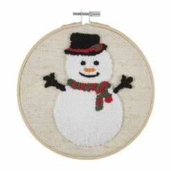 Embroidery Punch Needle Kit With Hoop | Snowman