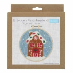 Embroidery Punch Needle Kit With Hoop | Gingerbread House 7 Embroidery Punch Needle Kit With Hoop | Gingerbread House -Arts and Crafts E109041 09 1