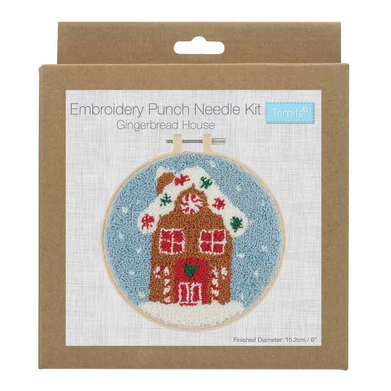 Embroidery Punch Needle Kit With Hoop | Gingerbread House 5 Embroidery Punch Needle Kit With Hoop | Gingerbread House - Image 3