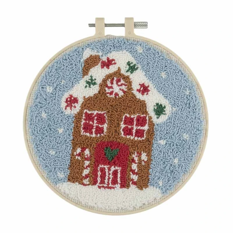 Embroidery Punch Needle Kit With Hoop | Gingerbread House 4 Embroidery Punch Needle Kit With Hoop | Gingerbread House - Image 2