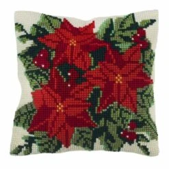 Cross Stitch Cushion Kit | Poinsettia -Arts and Crafts E109057 03 3