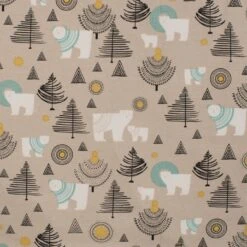 Christmas Jersey Fabric | Festive Polar Bears - Beige