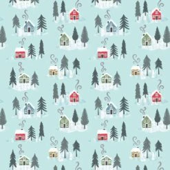 Snow Day Flannel Lewis & Irene | Snowy Houses Icy Blue