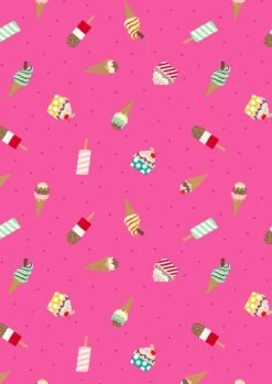 Small Things Sweet Fabric | Ice Cream Bright Pink