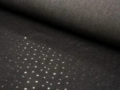 Sparkling Chambray Fabric | Gold Metallic Mini Star On Black