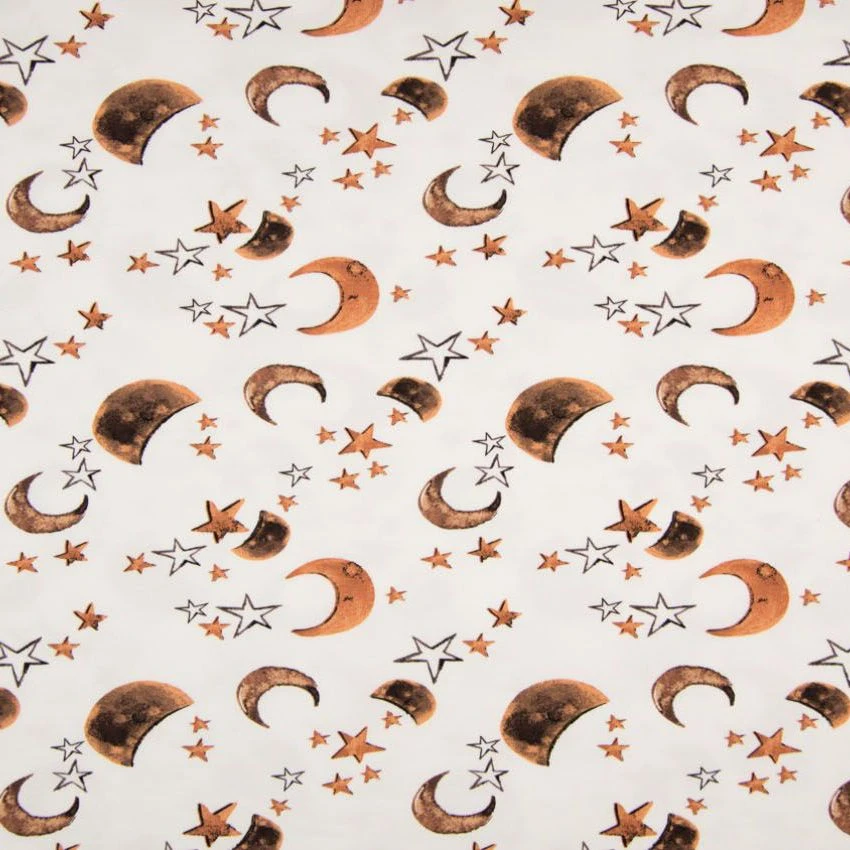 Jersey Cotton Fabric | Stars & Moon Camel 2 Jersey Cotton Fabric | Stars & Moon Camel