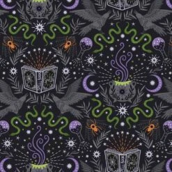 Cast A Spell Lewis & Irene Fabric | Spell Caster Black Silver Metallic