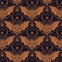 Cast A Spell Lewis & Irene Fabric | Floral Bat Orange
