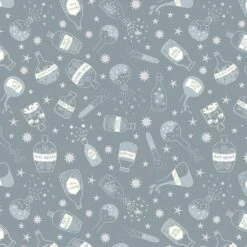 Cast A Spell Lewis & Irene Fabric | Halloween Bottles Grey Silver Metallic