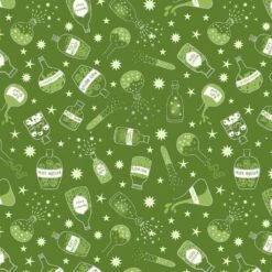 Cast A Spell Lewis & Irene Fabric | Halloween Bottles Green Silver Metallic