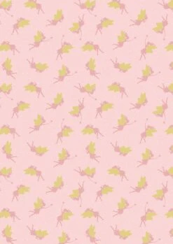 Mystical & Magical Fabric | Fairies Pink With Gold Metallic